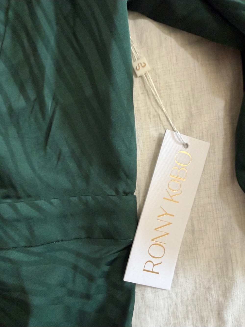 NWT Ronny Kobo Asymmetrical Midi Dress Green Zebra Jacquard Size Medium - Picture 9 of 12